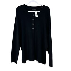 Lane Bryant Plus Size 26 28 Black Button Popover Classic Sweater